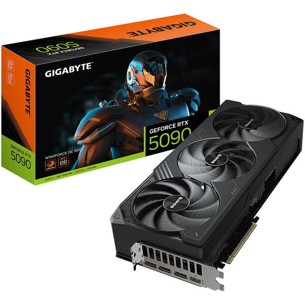Placa video Gigabyte GeForce RTX 5090 WINDFORCE OC 32GB GDDR7 512 Bit DLSS 4.0
