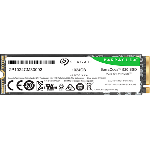 SSD Seagate BarraCuda 520, 1TB, PCI Express 4.0 x4, M.2 2280