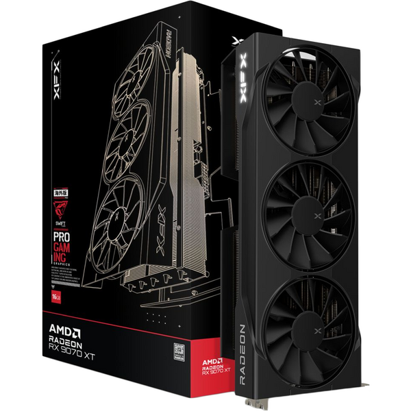Placa video XFX Radeon RX 9070 XT Swift Triple Fan Gaming Edition Black 16GB GDDR6 256 Bit