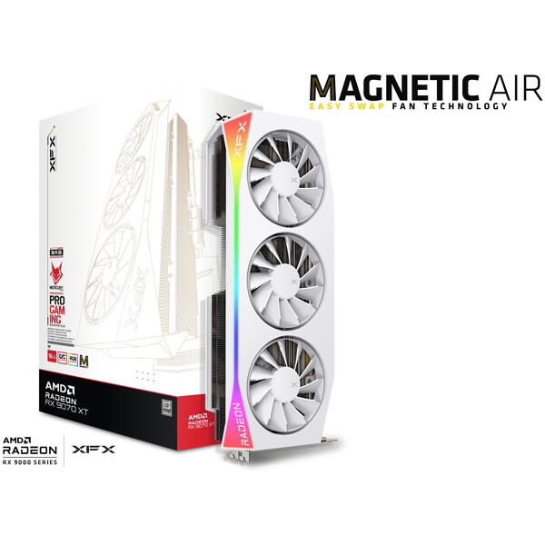 Placa video XFX Radeon RX 9070 XT Mercury OC Magnetic Air Edition White 16GB GDDR6 256 Bit