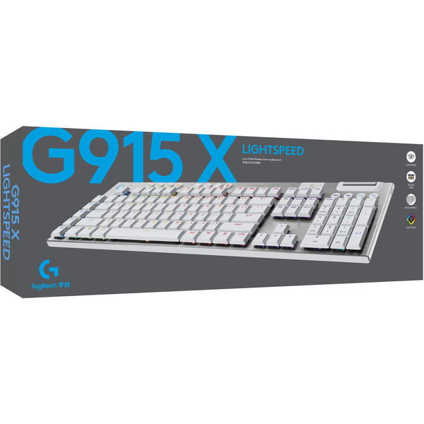 Tastatura gaming Logitech Mecanica  G915 X Lightspeed RGB GL Tactile Switch White