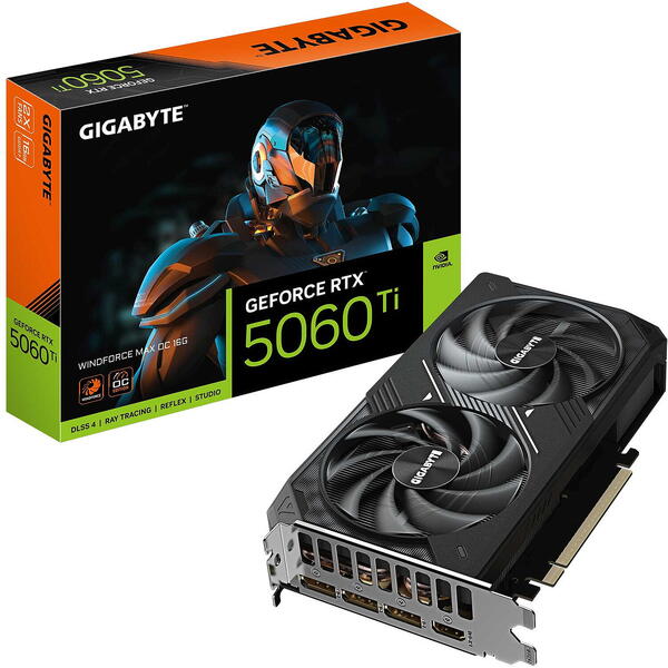 Placa video Gigabyte GeForce RTX 5060 Ti WINDFORCE MAX OC 8GB GDDR7 128-bit DLSS 4.0