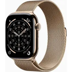 Watch Series 11, 42mm, 5G, GPS, Carcasa Titanium Gold, Bratara Gold Milanese Loop
