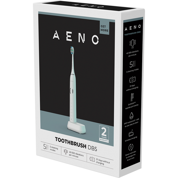 Periuta de dinti electrica AENO DB5, 46000 vibratii/ min., 5 moduri curatare ,2 capete de periaj, Alb