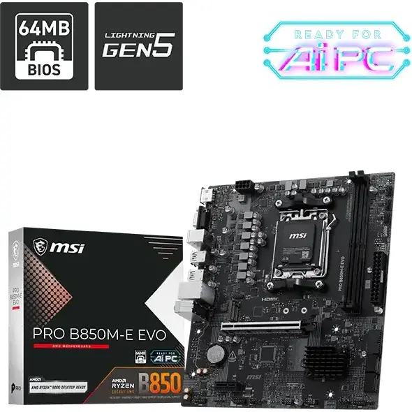Placa de baza MSI PRO B850M-E EVO, Socket AM5