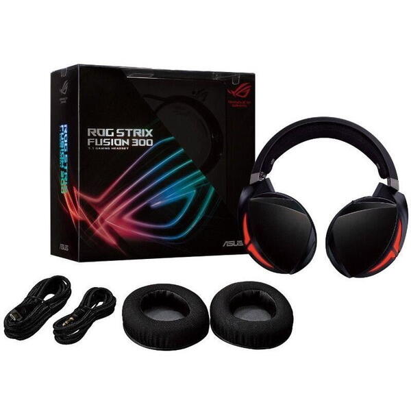 Casti gaming Asus ROG Strix Fusion 300, Jack 3.5mm/USB, Negru