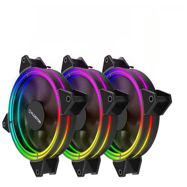 Ventilator PC Floston HALO RGB RAINBOW pachet 3 bucati