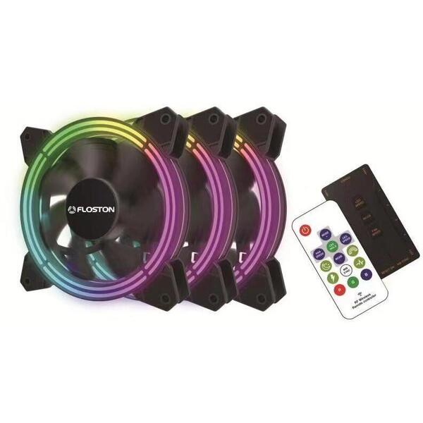 Ventilator PC Floston HALO RGB RAINBOW pachet 3 bucati