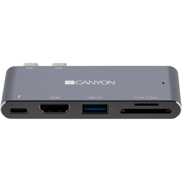 Hub USB Canyon DS-5 Multiport Docking Station 5 in 1, HDMI, USB Type C, Argintiu