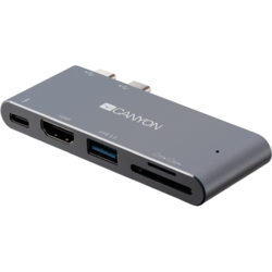 Hub USB Canyon DS-5 Multiport Docking Station 5 in 1, HDMI, USB Type C, Argintiu