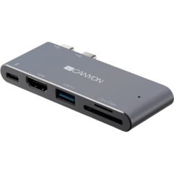 DS-5 Multiport Docking Station 5 in 1, HDMI, USB Type C, Argintiu