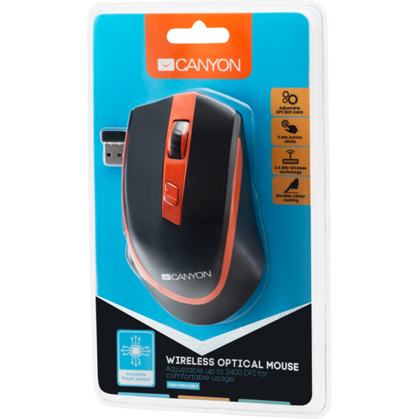 Mouse gaming Canyon MW-13 Wireless, Black-Orange