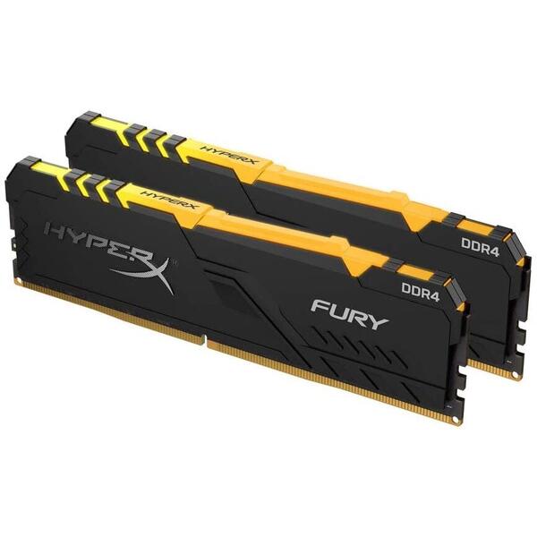 Memorie Kingston HyperX FURY RGB DDR4 16GB 3733 MHz CL19 Kit Dual Channel