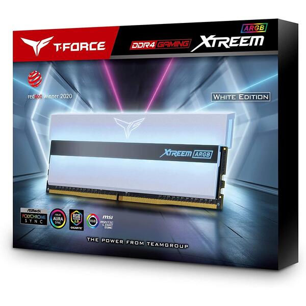 Memorie Team Group T-Force Xtreem ARGB DDR4 16GB 3600 MHz CL18 Kit Dual Channel White