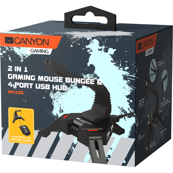 Canyon WH-100 2 in 1 Mouse Bungee & USB Hub Black
