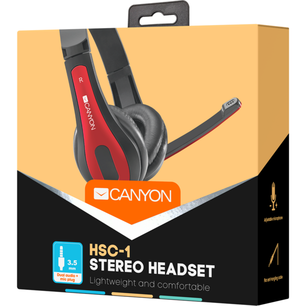 Casti Canyon HSC-1 Stereo cu microfon Black-Red