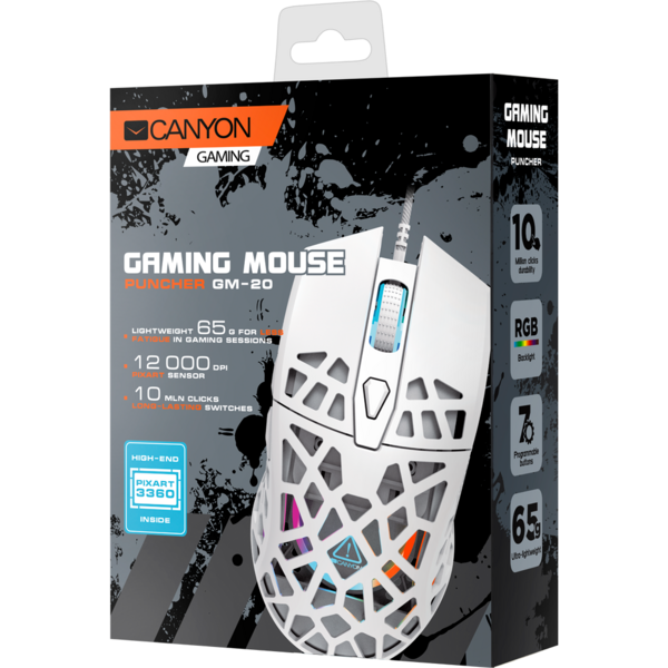 Mouse gaming Canyon Puncher GM-20 USB, White