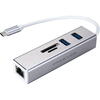 Hub USB MSI Prestige, USB, LAN, Card Reader, Silver