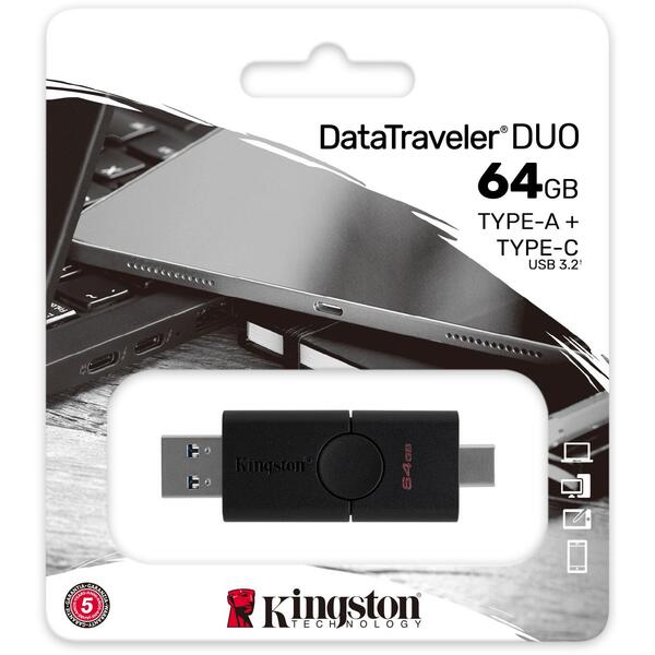 Memorie USB Kingston DataTraveler Duo 64GB USB 3.2 Black