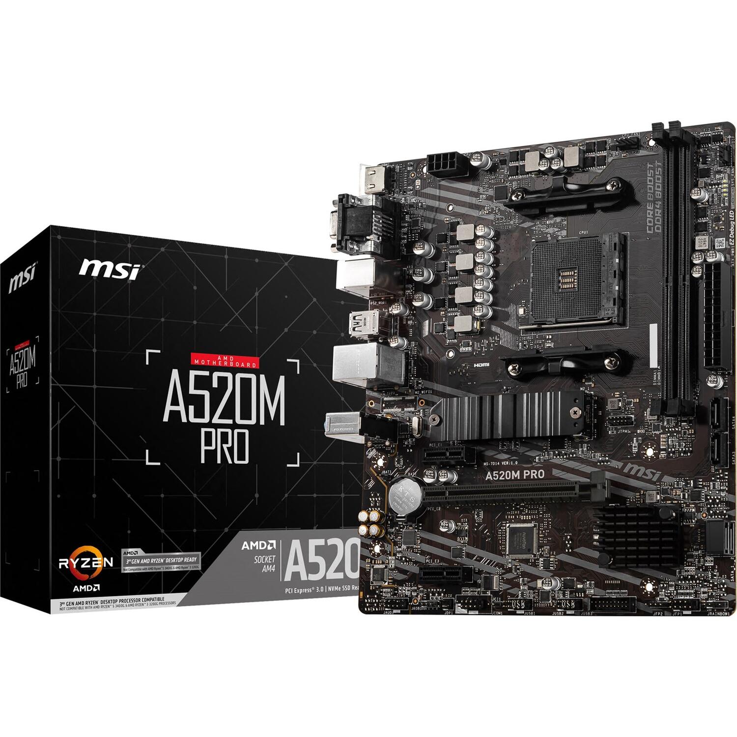 MSI Placa de baza A520M PRO Socket AM4