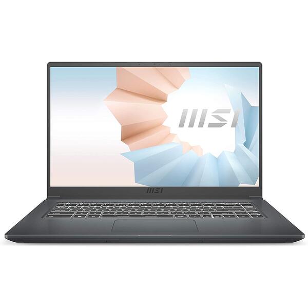 Laptop MSI Modern 15 A11SB, 15.6 inch FHD, Intel Core i7-1165G7, 16GB DDR4, 512GB SSD, GeForce MX450 2GB, Carbon Gray