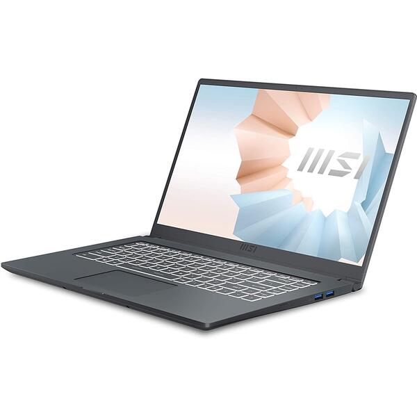 Laptop MSI Modern 14 B10RBSW, 14 inch FHD, Intel Core i7-10510U, 16GB DDR4, 512GB SSD, GeForce MX350 2GB, Carbon Gray