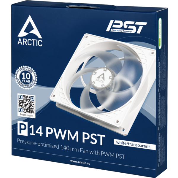 Ventilator PC Arctic P14 PWM PST, White / Transparent