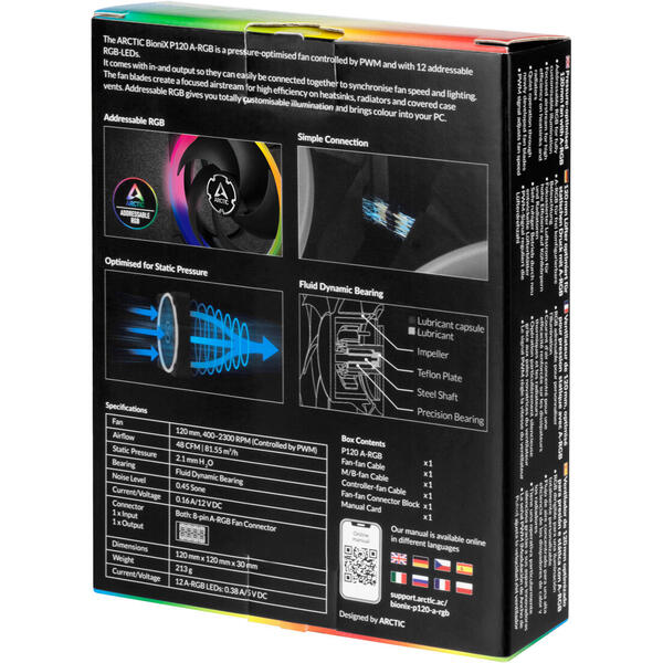 Ventilator PC Arctic BioniX P120 A-RGB, Black