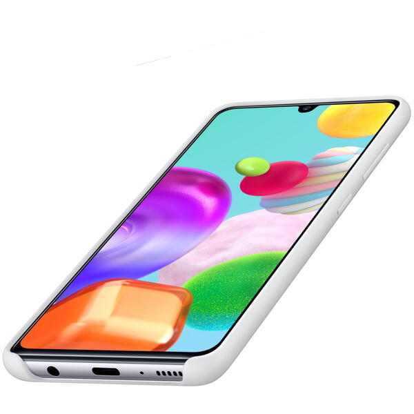 Samsung Capac protectie spate Silicone Cover Alb pentru Galaxy A41