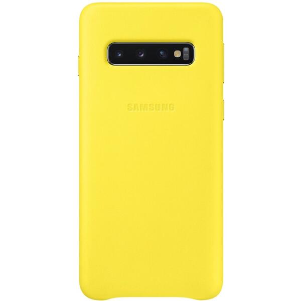Samsung Capac protectie spate Leather Cover Galben pentru Galaxy S10