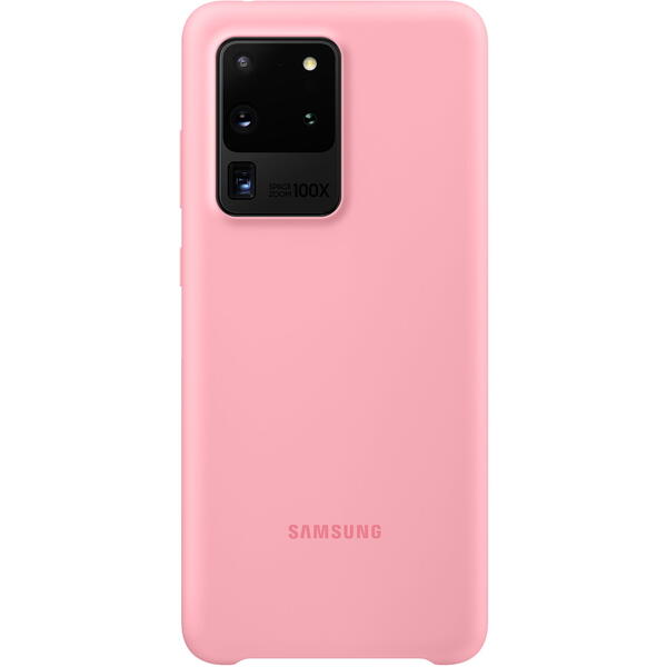 Samsung Capac protectie spate Silicone Cover Roz pentru Galaxy S20 Ultra