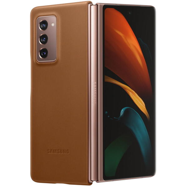 Samsung Capac protectie spate Leather Cover Maro pentru Galaxy Z Fold 2