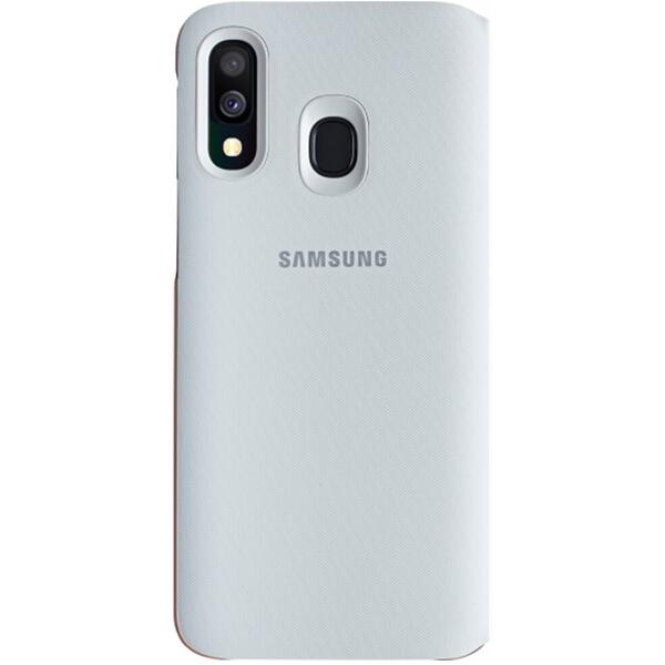 Samsung Husa tip Flip Wallet, Alb pentru Galaxy A40 2019