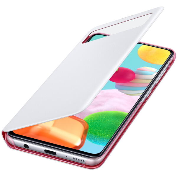 Samsung Husa Smart Flip tip S-View Wallet Cover, Alb pentru Galaxy A41