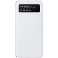 Husa Smart Flip tip S-View Wallet Cover, Alb pentru Galaxy A41