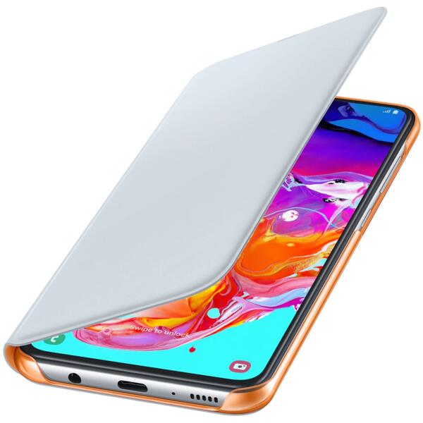 Samsung Husa tip Flip Wallet Alb pentru Galaxy A70 2019
