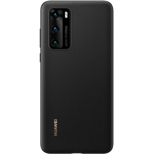 Capac protectie spate tip PU Negru pentru Huawei P40