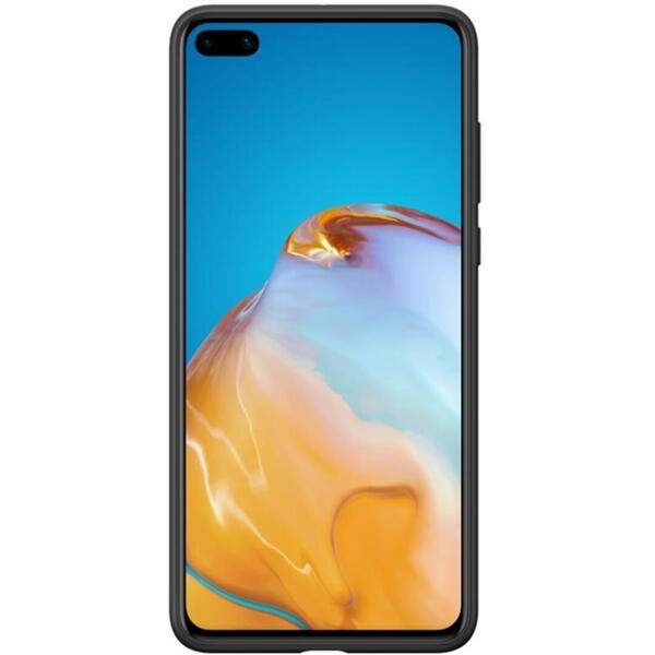 Capac protectie spate tip PU Negru pentru Huawei P40