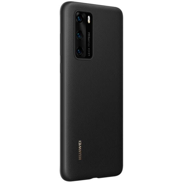 Capac protectie spate tip PU Negru pentru Huawei P40