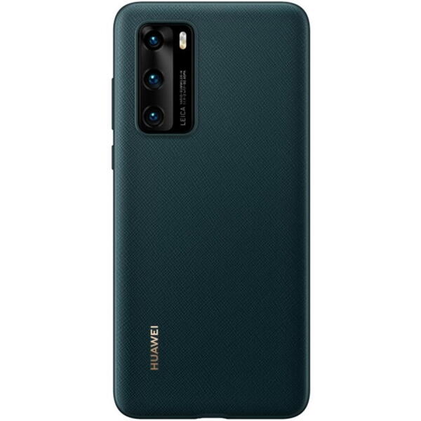 Capac protectie spate tip PU Verde pentru Huawei P40