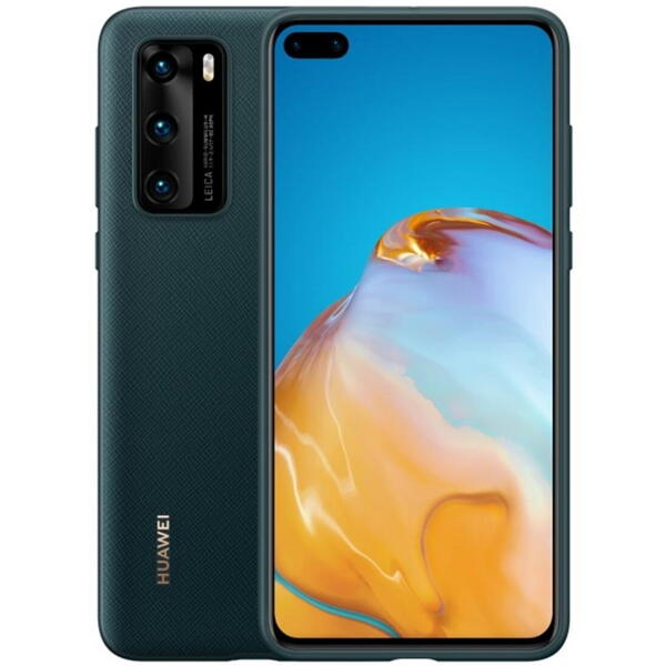 Capac protectie spate tip PU Verde pentru Huawei P40