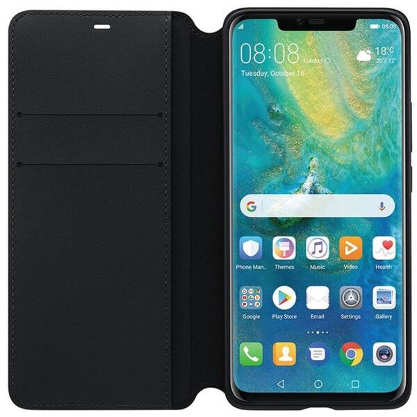 Husa tip Flip Wallet, functie stand, Negru pentru Huawei Mate 20 Pro