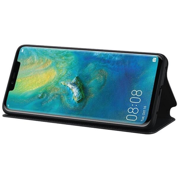 Husa tip Flip Wallet, functie stand, Negru pentru Huawei Mate 20 Pro