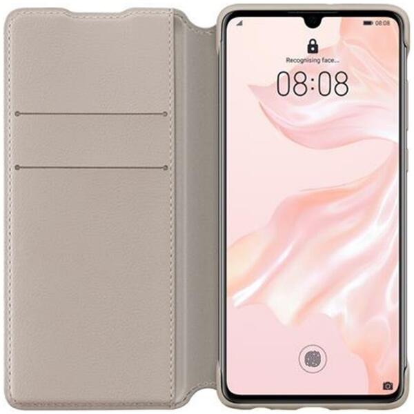 Husa tip Flip Wallet, Kaki pentru Huawei P30