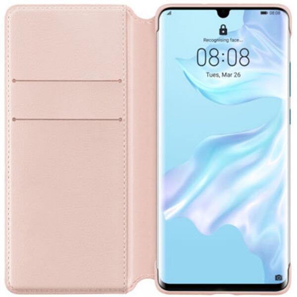 Husa tip Flip Wallet, Roz pentru Huawei P30 Pro