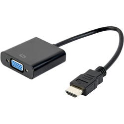 1x HDMI 1.4 Male - 1x VGA Female 15cm, Negru