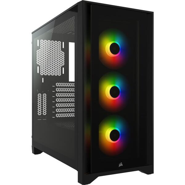 Carcasa Corsair iCUE 4000X RGB Tempered Glass, Black