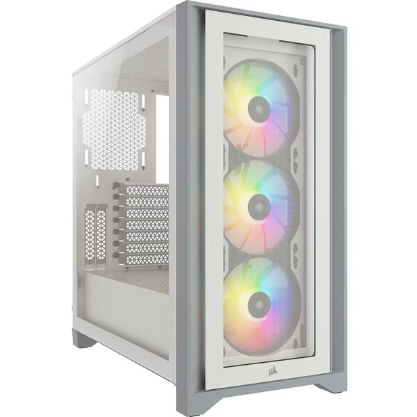 Carcasa Corsair iCUE 4000X RGB Tempered Glass, White