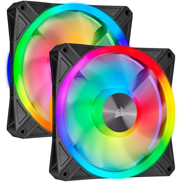 Ventilator PC Corsair iCUE QL140 RGB 140mm Twin Pack + Lighting Node CORE