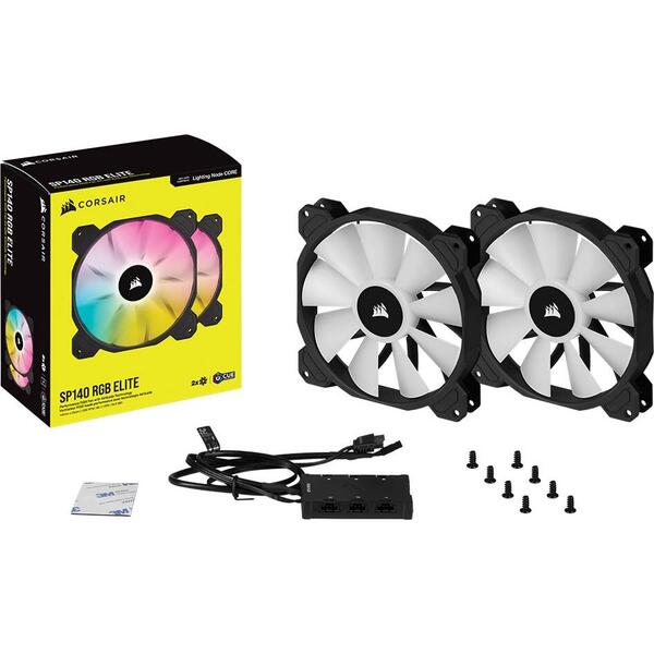 Ventilator PC Corsair iCUE SP140 RGB ELITE Performance 140mm Dual Fan Kit